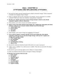 Chapter 11 Attitudes And Influencing Attitudes Notes MKT 3350