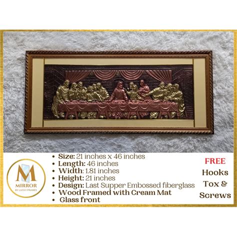 Last Supper Wall Decor With Frame 46 Inches X 21 Inches Embossed Image