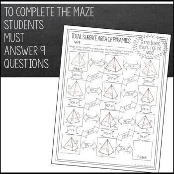 surface area  pyramids worksheet maze activity  amazing mathematics