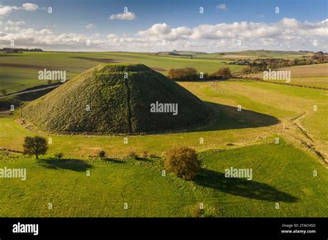 Aerial View Of Silbury Hill A Prehistoric Artificial Mound In