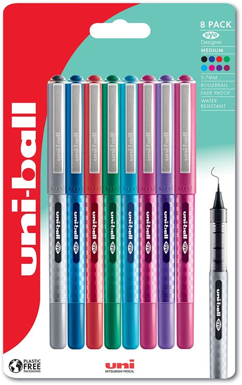 Uni Ball Ub 157 Eye Medium Liquid Ink Rollerball Pens Assorted