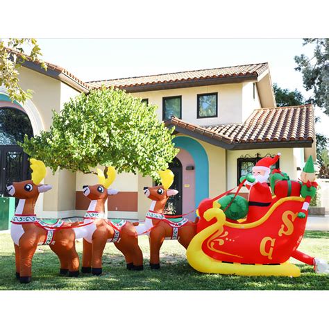 GOOSH Christmas Inflatable Santa Sleigh Inflatable Santa Sleigh Outdoor ...