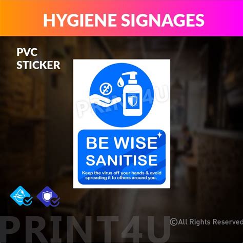 printu hygiene signages sticker wash hand  clean sanitise hand