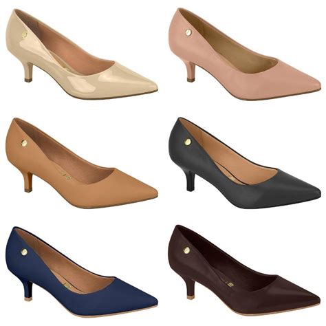 Sapato Salto Baixo Bico Fino - Sapato Scarpin Vizzano Salto Baixo Bico Fino Elegante | Shopee Brasil