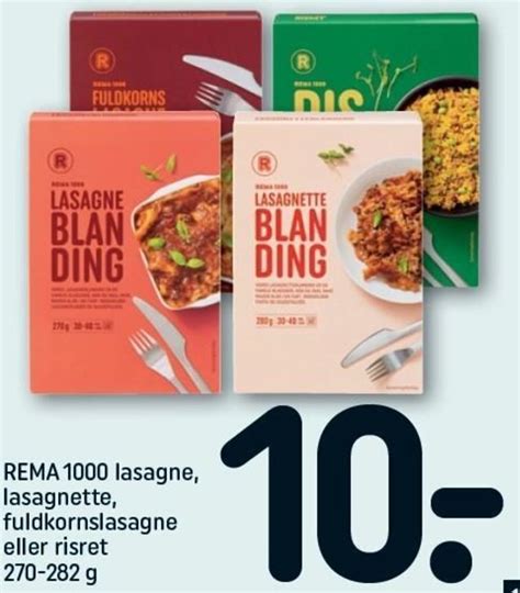 Rema 1000 Lasagne Lasagnette Fuldkornslasagne 270 282 G Tilbud Hos Rema