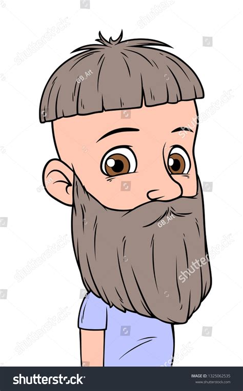 Cartoon Funny Boy Character Big Beard Stock Vector (Royalty Free ...