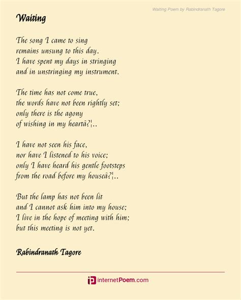 Waiting Poem by Rabindranath Tagore