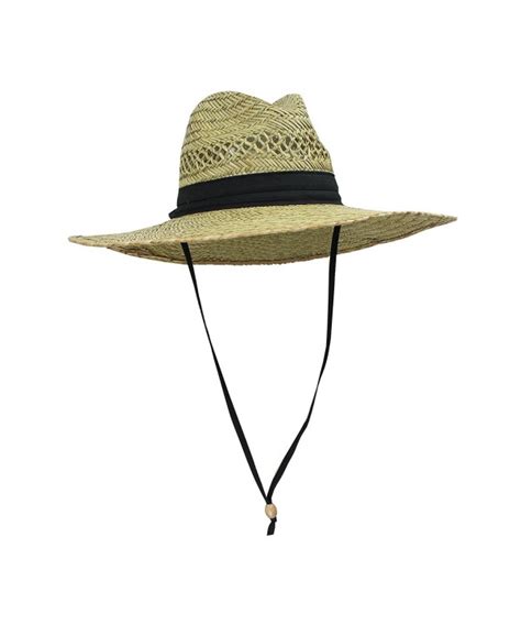 Men's Straw Outback Lifeguard Sun Hat with Wide Brim CE11YJPUFB3