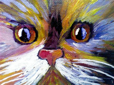 6x8 Acrylic Cat Painting Calico Cat Small By Canvasofthoughts