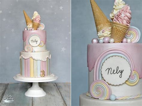 Ice cream and rainbow - Decorated Cake by Lorna - CakesDecor