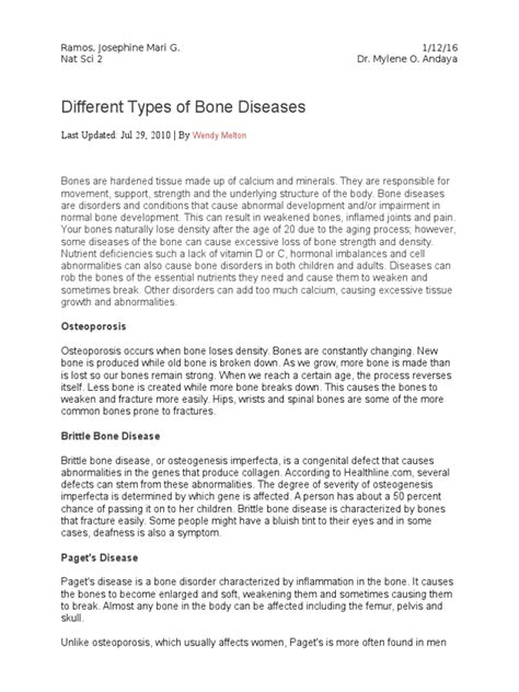 types  bone diseases    bone osteoporosis