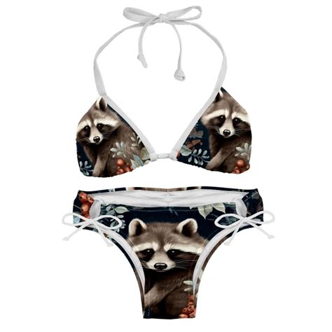 Raccoon Detachable Sponge Adjustable Strap Bikini Set Two Pack Swimsuit