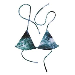 Turning Tides Recycled Plastic Triangle String Bikini Swimsuit Top Eco Friendly Swimwear