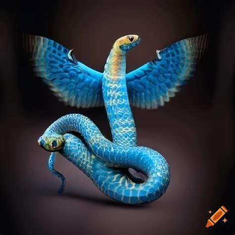 Blue Snake With Four Wings On A Black Background On Craiyon