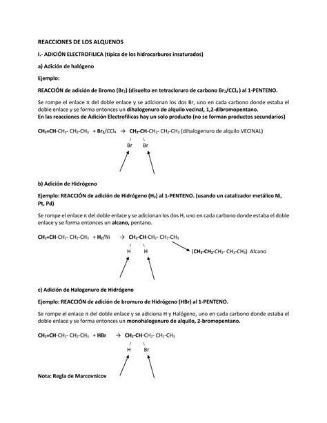 Reacciones De Alquenos Pdf