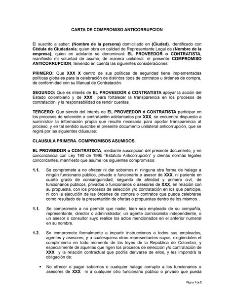 Top Imagen Modelo De Carta De Compromiso De Cumplimiento Abzlocal Mx