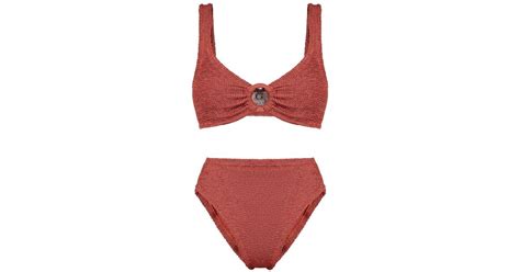 Hunza G Nadine Seersucker Bikini Set In Red Lyst