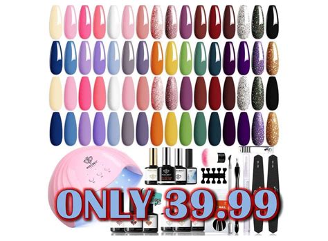 🔥43 Price Drop 39 99 49 Pcs Gel Nail Polish Kit With U V Light 32 Trendy Colors Gel Nail