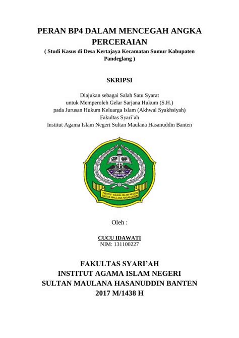 PDF PERAN BP4 DALAM MENCEGAH ANGKA PERCERAIAN DOKUMEN TIPS