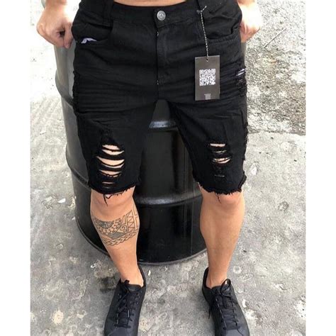 Bermudas Masculinas Jeans Destroyed Estilo Moda Homem Shopee Brasil