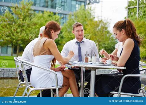 Business People Drinking Coffee Outdoors Stock Image Image Of Meeting