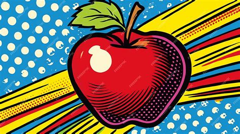 Premium Ai Image Apple Roy Lichtenstein Cartoon Colourful Vintage