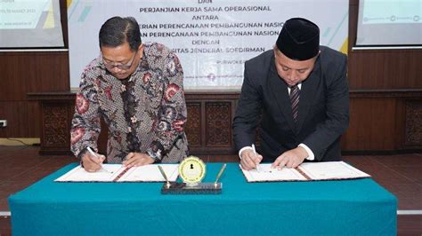 Unsoed Purwokerto Dan Kementerian Ppn Bappenas Tandatangani Mou