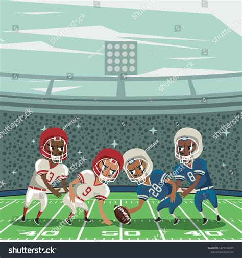 American Football Players Playing Match Ball Stock Vector (Royalty Free ...