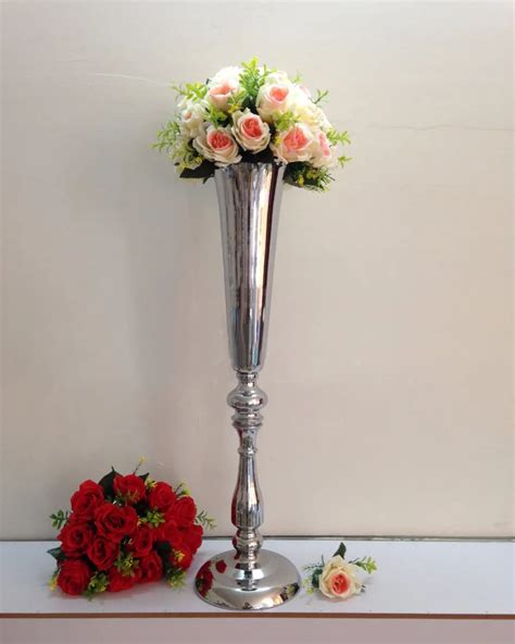 Silver Flower Vase Table Centerpiece Wedding Decoration 78cm Tall 10pcs