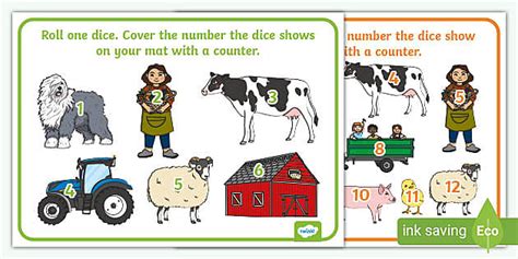 Farmer Dice Pattern Activity Mats Lehrer Gemacht Twinkl