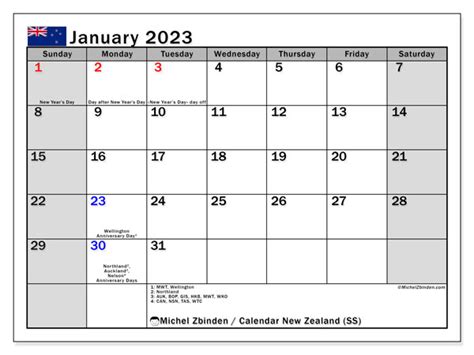 2023 Calendar NZ Printable