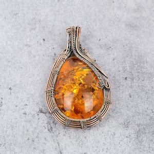 Beautiful Baltic Amber Pendant Copper Wire Wrapped Pendant Oxidized