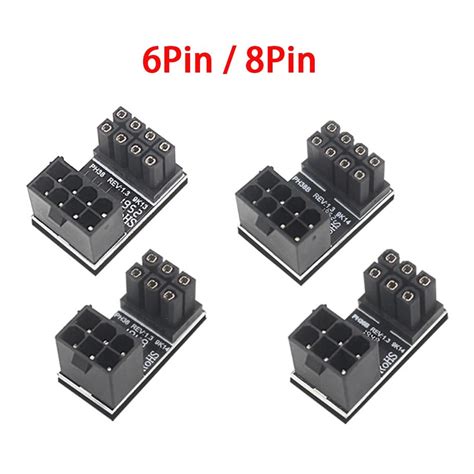 Atx 8pin 6pin macho 180 graus angular para 8 pinos 6 pinos fêmea power