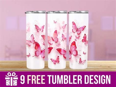 3D Cute Butterfly Tumbler Wrap Designs Graphic By Hassanaasi001