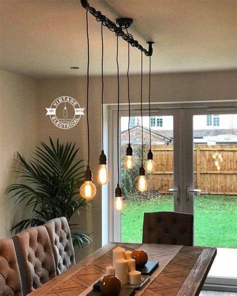 The Burnham 6 X Pendant Drop Light Hanging Lights Ceiling Dining Room Retro Kitchen Table E27