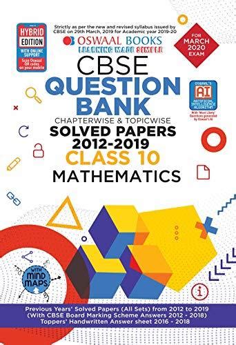 Oswaal Cbse Question Bank Class 10 Mathematics Chapterwise And Topicwise Includes Objective Types