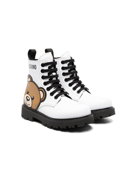 Moschino Kids Teddy Bear Appliqué Combat Boots Farfetch