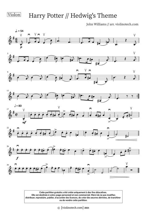 Partition Violon Facile Harry Potter Theme Hedwige In 2023 Sheet Music Violin Sheet Music