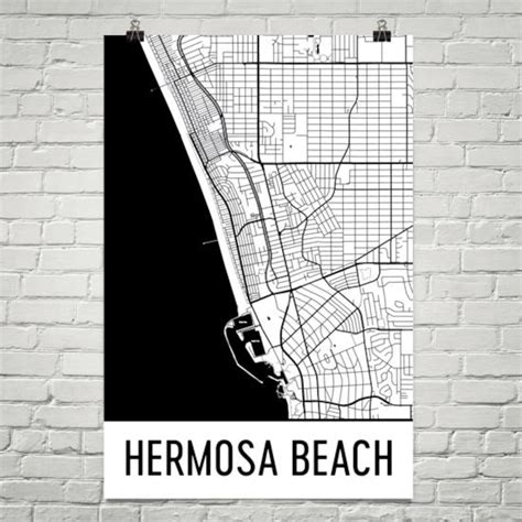 Hermosa Beach CA Map Hermosa Beach Art Hermosa Beach Print - Etsy