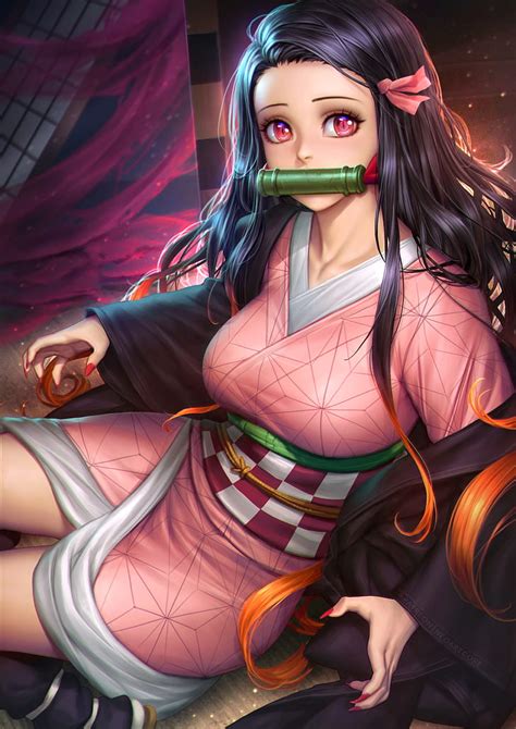 Hd Wallpaper Kamado Nezuko Kimetsu No Yaiba Anime Girls Manga Fantasy Girl Wallpaper Flare