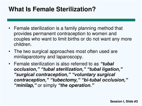 Session I Characteristics Of Tubal Ligation Female Sterilization