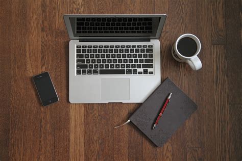 Free Stock Photo Of Macbook Laptop With IPhone Coffee Journal