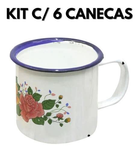 Kit Caneca Esmaltada Caf E Ch Floral X Cara Ml Gata Mercadolivre