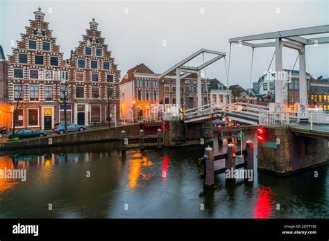 Night view of canal in Haarlem, Netherlands Stock Photo - Alamy