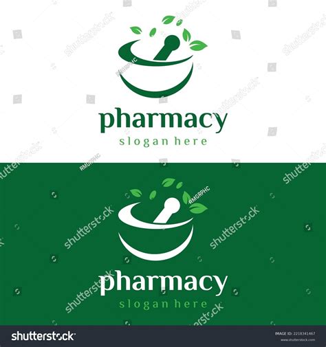 Pharmacy Logo Design Bowl Pounded Herbal Stock Vector Royalty Free