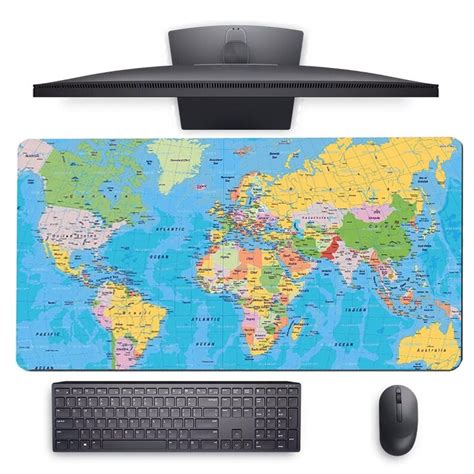 World Map Mouse Pad Political Map Of The World Desk Mat Large Gaming