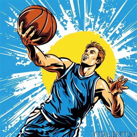 vibrant pop art style basketball player mid throw image  stock