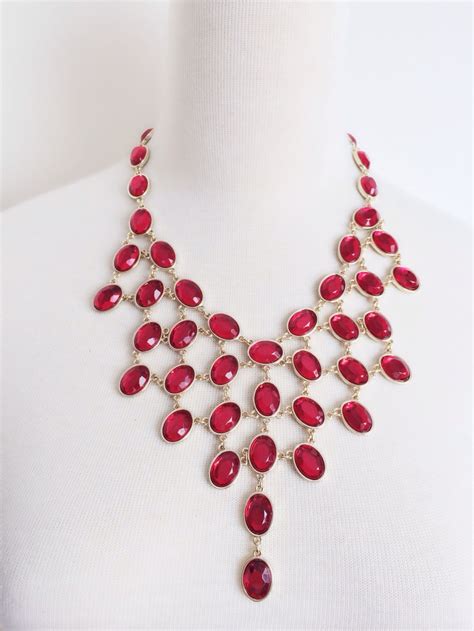 Red Bling Statement Necklace Bling Jewelry Box