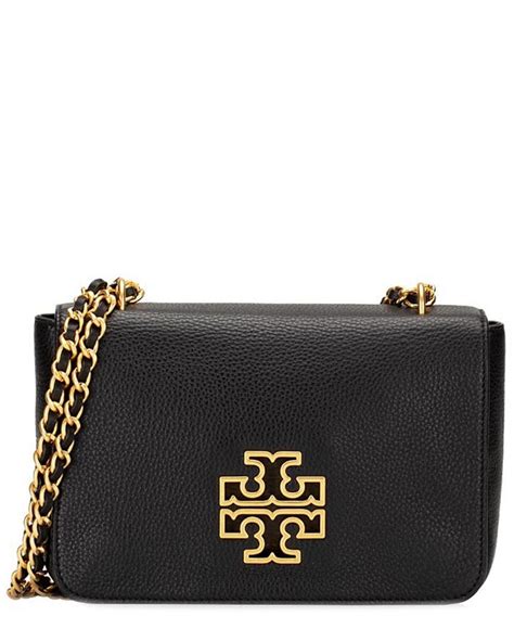 Tory Burch Britten Adjustable Leather Shoulder Bag in Black | Lyst