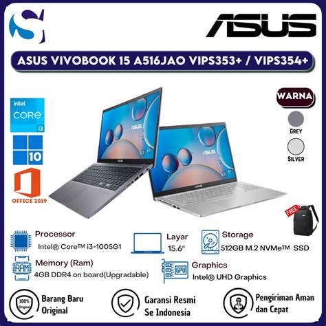 Jual Asus A516JAO VIPS353 VIPS354 Core I3 1005G1 4GB 512GB 32GB